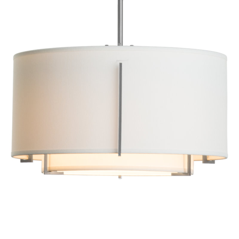 Exos 3 - Light Unique/Statement Drum Chandelier, Flax, 9.7" H x 23" W x 23" D, Vintage Platinum
