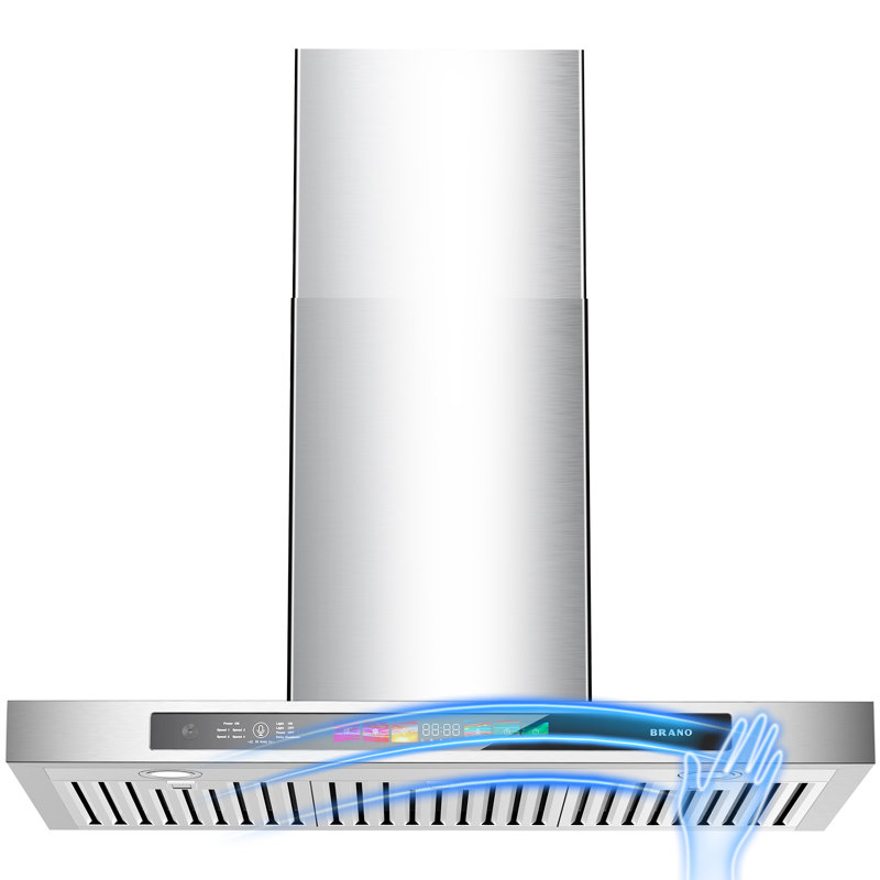 Brano 36 Inch Wall Mount Range Hood 900 Cfm With Voice/gesture/touch Control, Stainless Steel Ducted Kitchen Hood Vent With 4 Speed Exhaust Fan, Memory Mode, Adjustable Lights