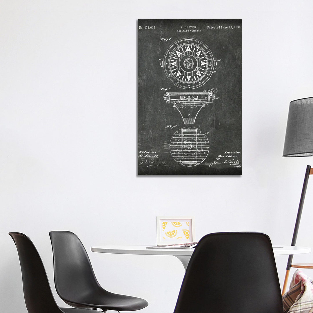 Mariner's Compass Patent I von Paul Rommer - Galerie-verpackte Leinwand Giclée auf Leinwand