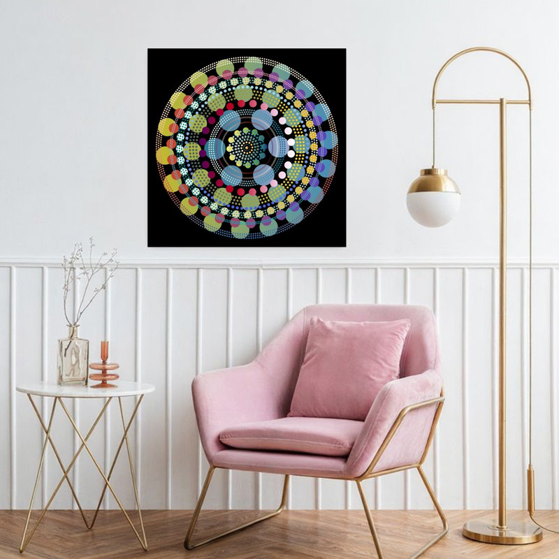 Art contemporain, art moderne géométrique coloré, H 32 po x l 32 po