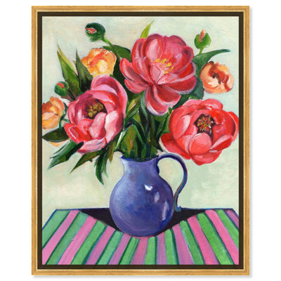Pivoines rouges sur toile, art floral coloré par Art Remedy