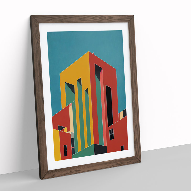 Bold Architecture No.3 Abstract - Wall Art, 36cm H x 27cm W x 2cm D, Walnut Framed, White