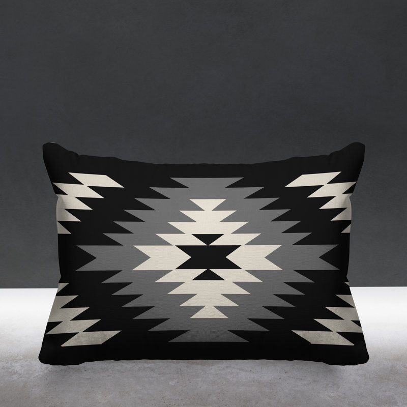 Coussin décoratif intérieur / extérieur Southwestern, gris, H 14 po x l 20 po