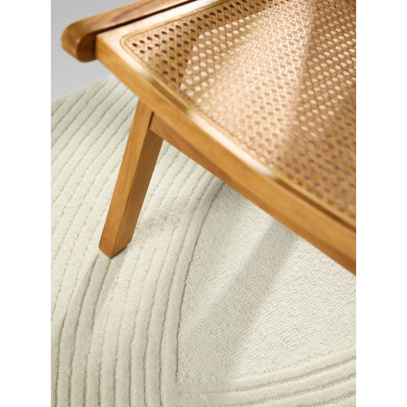 Wool Hand Tufted Area Rug, Cream, Rectangle 120 x 170 cm