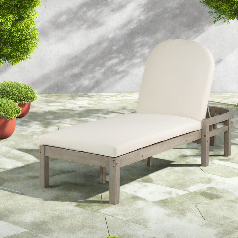 Modern Patio Chaise Lounges, Acacia Wood, Adjustable Recliner For Poolside & Lawn