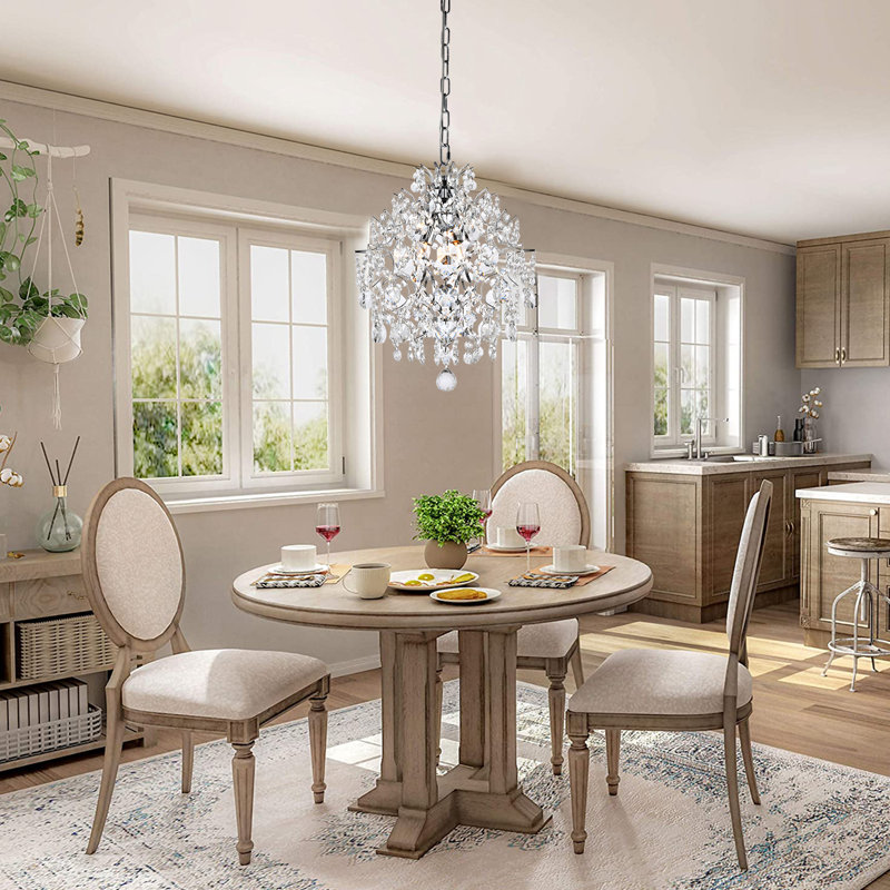 Lustre géométrique unique à 3 lumières avec accents de cristal