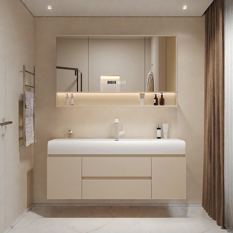 Armoire de salle de bain simple de style crème