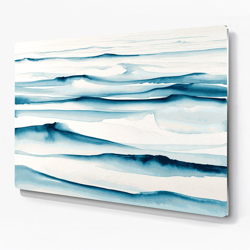 Art mural horizontal à rayures horizontales bleu pâle, blanc et vert, H 11 po x l 14 po