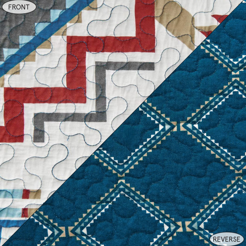 Twin White Cotton Reversible Southwestern Quilt Set