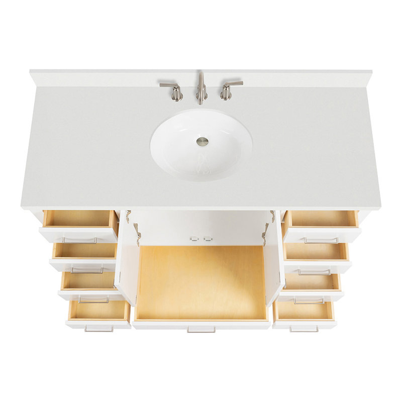 Ensemble de meuble-lavabo simple 55 po Cambridge, Blanc / nickel brossé, Ovale