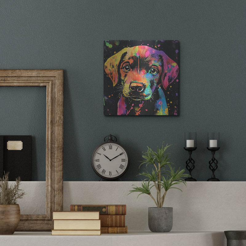 «Woof Labrador Retriever» par Rich Monet, art mural en métal, 12 po x 12 po, H 12 po x l 12 po