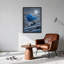 Arbre bleu sur le rivage rocheux sous la pleine lune - Tableau sur toile-830258139