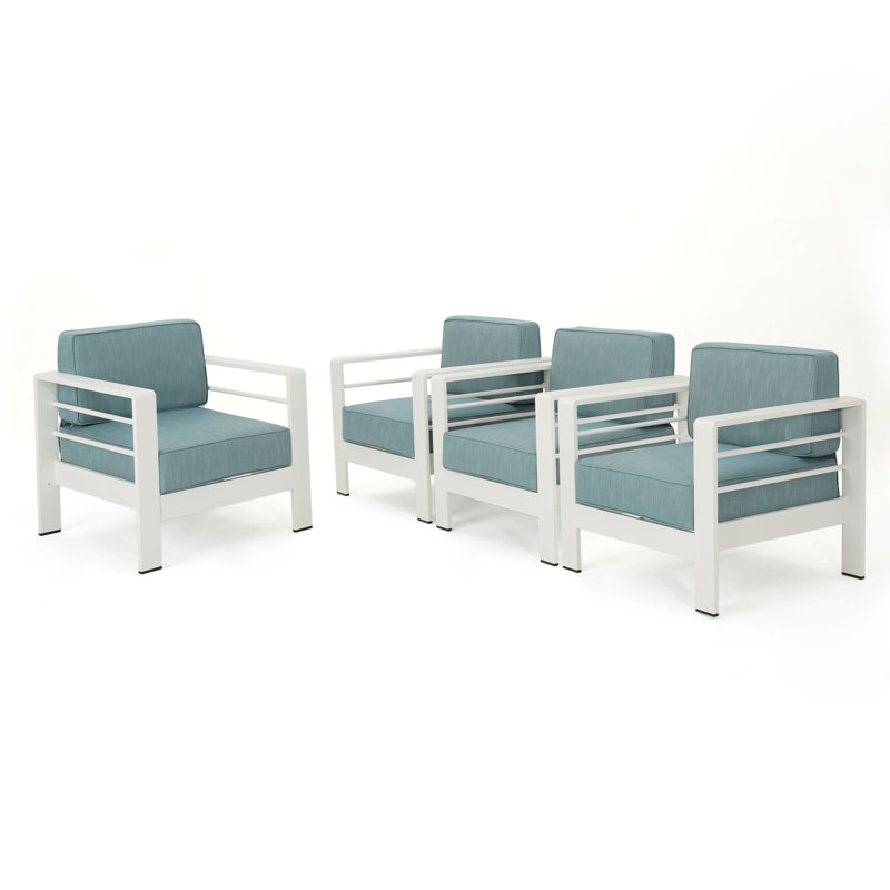 Caggiano Aluminum Outdoor Lounge Chair, Teal
