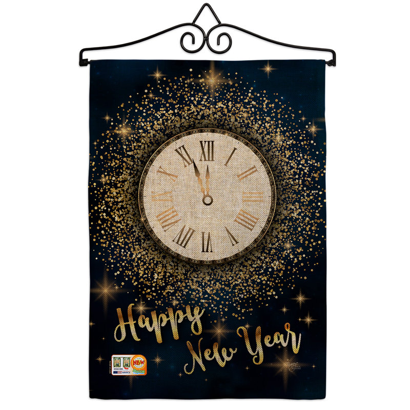 Double Sided 18.5'' H x 13'' W Burlap New Year's Garden Flag