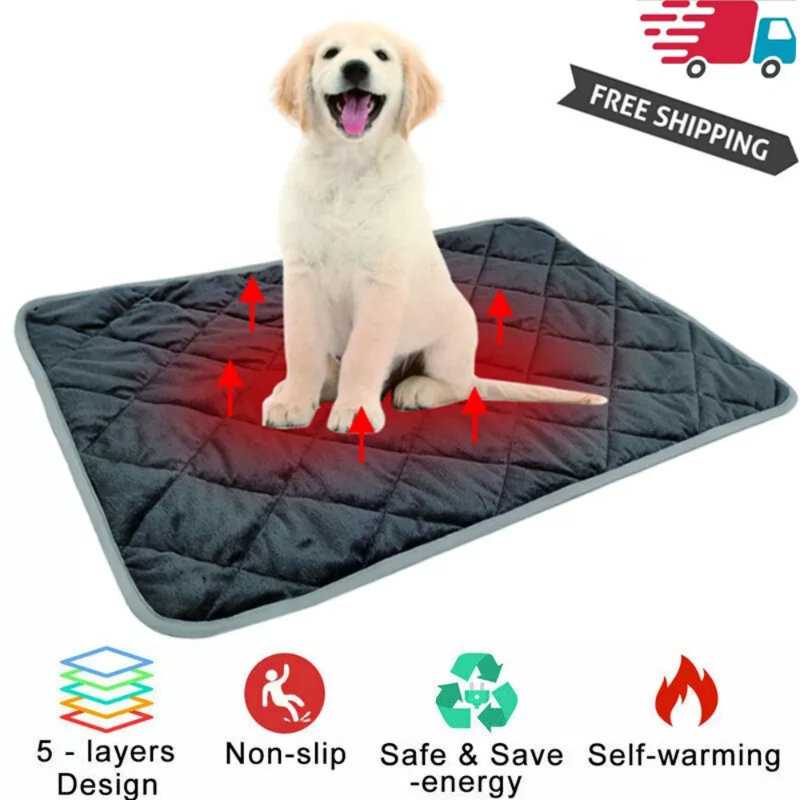 Tapis antidérapant chauffant pour animaux de compagnie, Gris, H 2 po x l 28,34 po x P 45,27 po