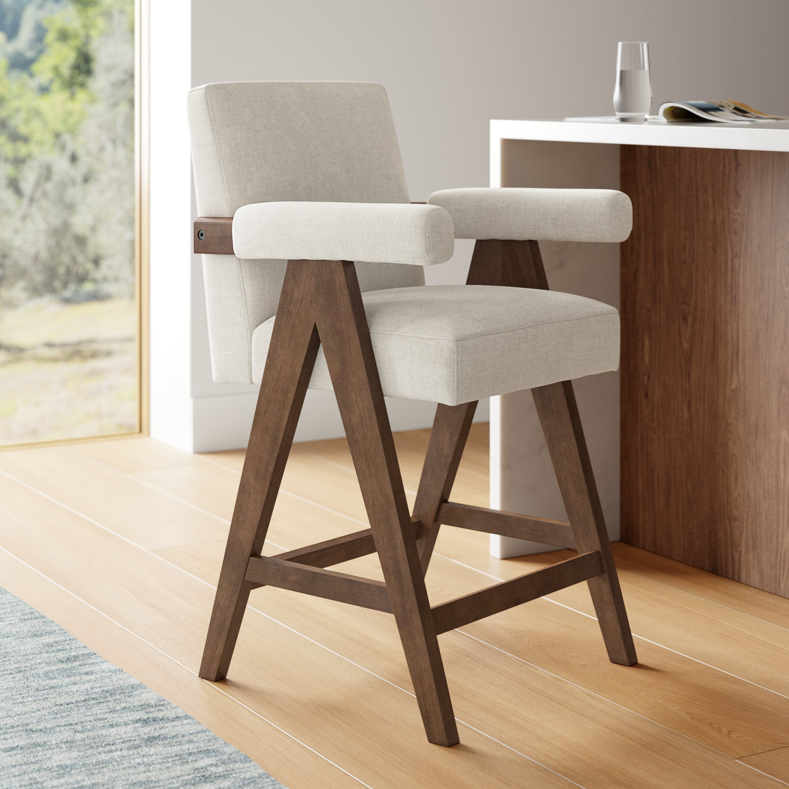 Brittnie 26" Bar Stool, Bingo Beige Performance