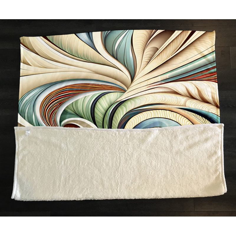 Throw Blanket, 68" W x 80" L, Abstract, Blue/Red/Tan