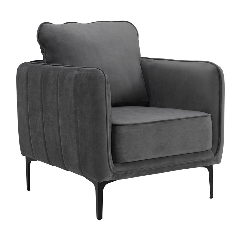 Cadin Upholstered Armchair, Gray Velvet