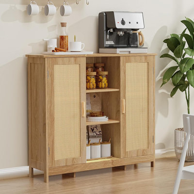 Rattan Storage Cabinet With 4 Adjustable Shelves – Natural