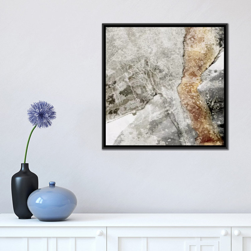« dispersed rocks », impression sur toile, H 18 po x l 18 po x P 1,5 po, Toile avec cadre noir, Pas de tapis