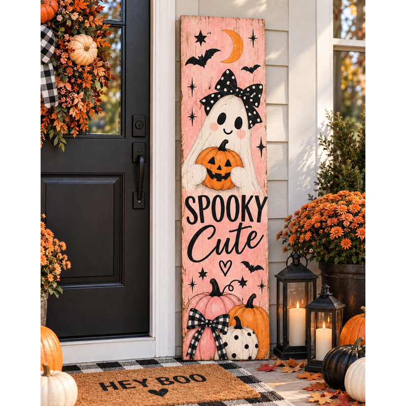 Panneau de véranda Spooky Cute Ghost Halloween, 3 pi