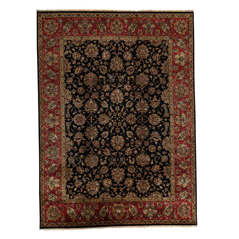Tapis rouge / brun / noir noué à la main