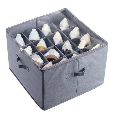 Rangement pour chaussures sous le lit, 1 paquet, 16 compartiments, compartiments de rangement pour boîte à chaussures sous le lit, séparateurs réglables, rangement pour sandales avec fenêtre transparente, poignées respirantes et renforcées, rangement pour chaussures
