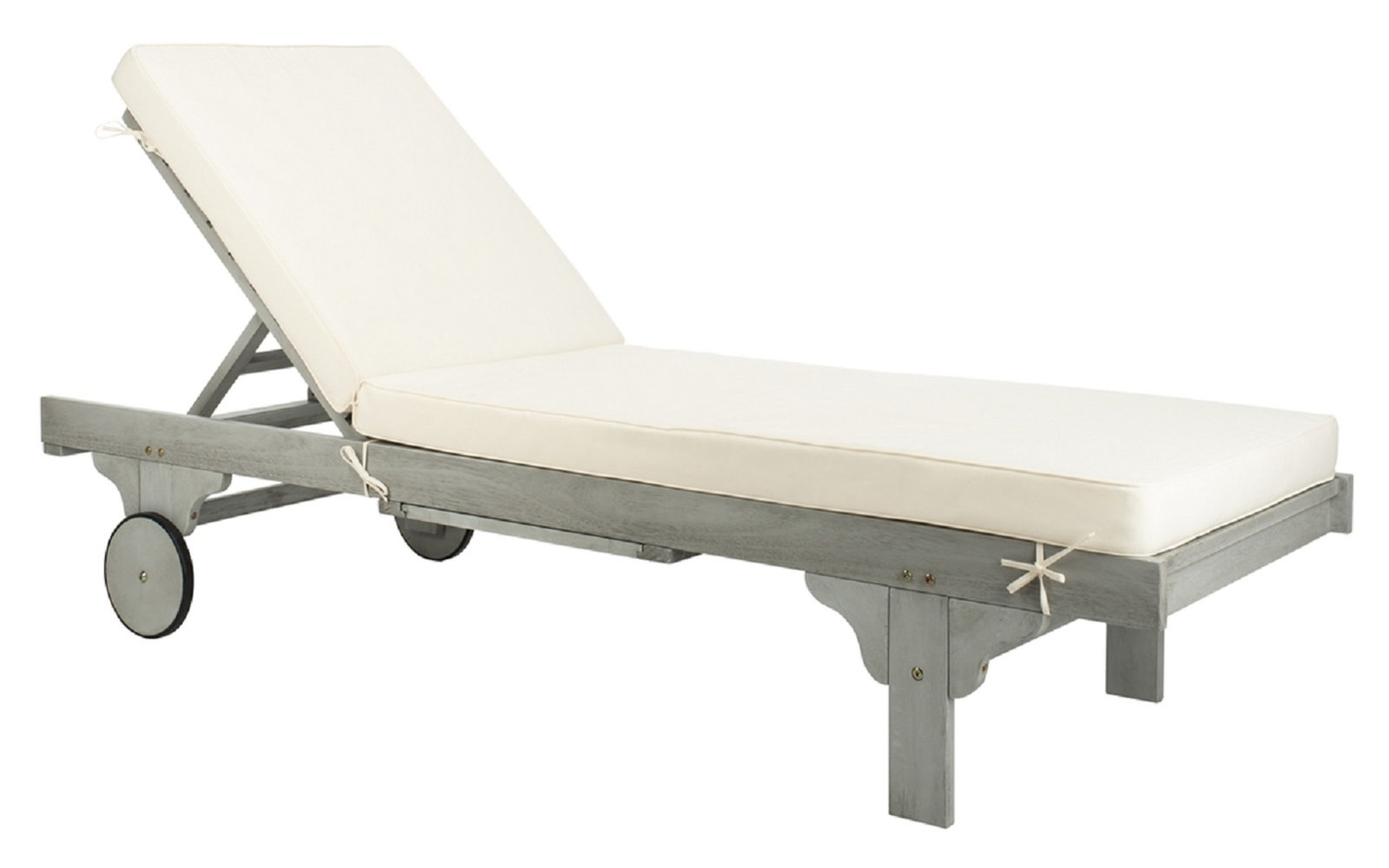 Jivera 28" Eucalyptus Patio Chaise Lounge, Beige, Gray