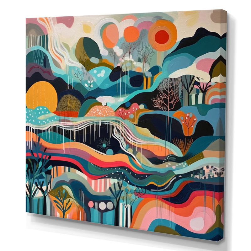 «Blue Green Minimalims Explosion - Abstract Landscape», art mural, H 36 po x l 36 po x P 1,5 po, Toile tendue
