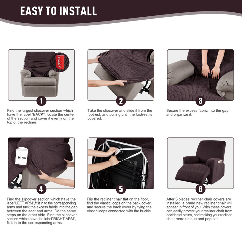 Housse pour fauteuil inclinable avec poches Wald, Chocolat