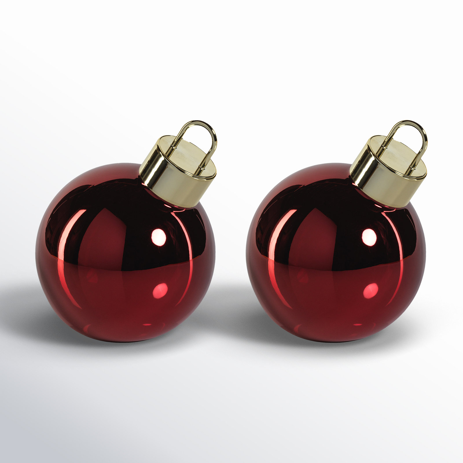 Hasime 2-Piece Lighted Glass Ball Accent Set, Red