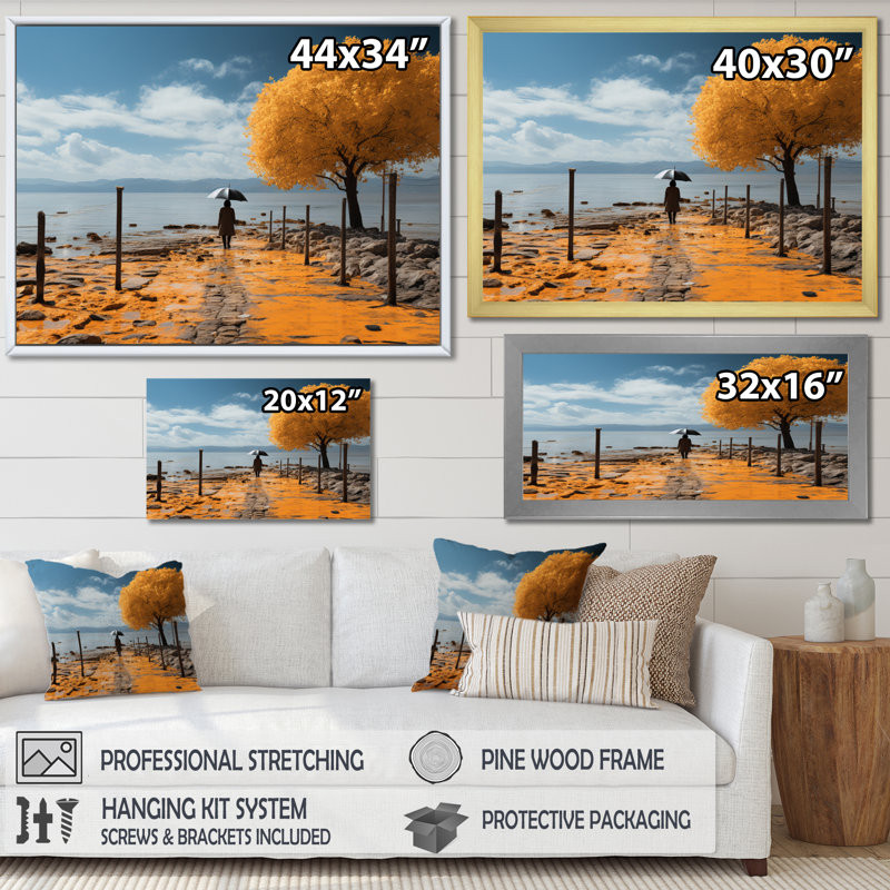 Coastal Beachside Road II - Imprimé, Encadrement doré, H 24 po x l 32 po x P 1 po