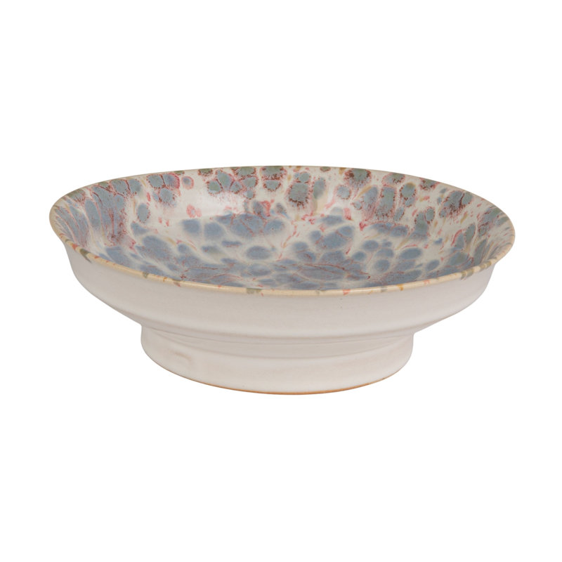 Round Reactive Glaze Stoneware Footed Bowl
