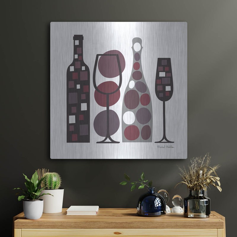 Winston Porter 'Modern Kitchen Square 1 Wine Red' by Michael Mullan Metal Wall Art, 12" H x 12" W