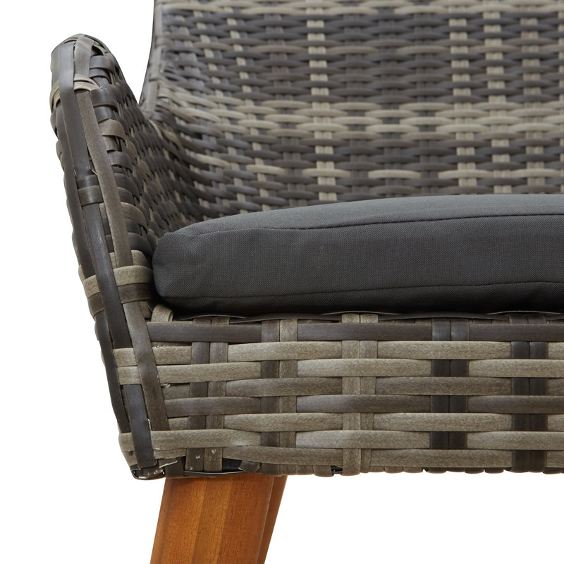 vidaXL Garden Dining Set with Cushion 5 pcs Grey Poly Rattan, Gray, 29.1" H x 31.5" W x 31.5" D, 4