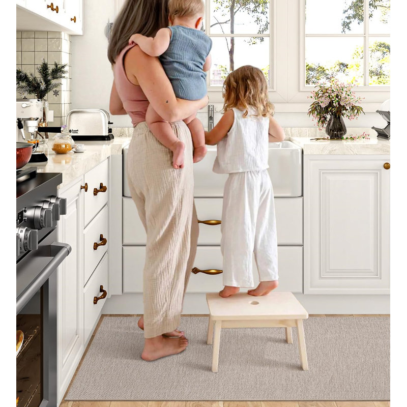 Soft Kitchen Rugs Non Slip Washable, Beige