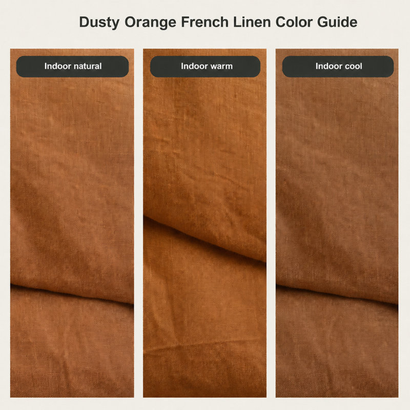 Ensemble de housse de couette 100% lin français naturel (plusieurs tailles et couleurs), Poussière d'orange