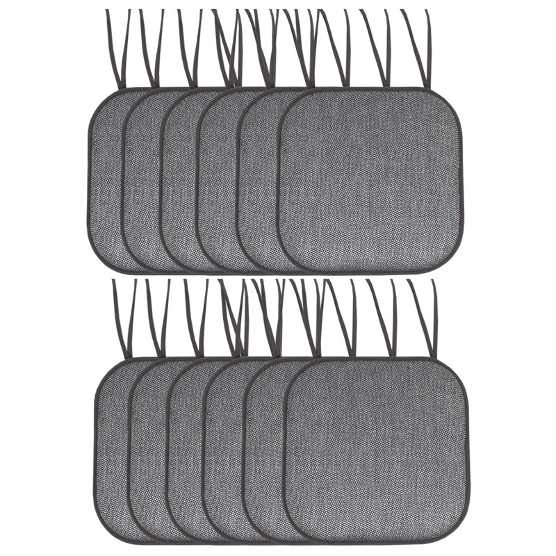 Cameron Memory Foam No Slip Back 16" x 16" Chair Pad Cushion with Ties, Black/Sage Blue Polyester, 12