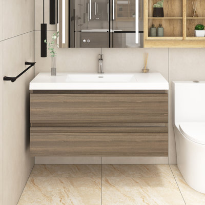 Bivan 41.93'' Single Bathroom Vanity with Resin Top