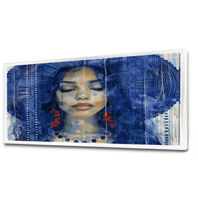 Blue Boho Woman Portrait I - Décoration murale femme boho