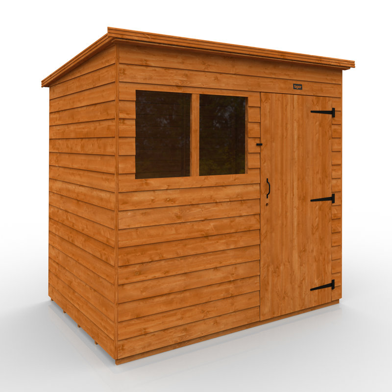 Tiger 7 Ft. W x 5 Ft. D Solid Wood Overlap Pent Garden Shed