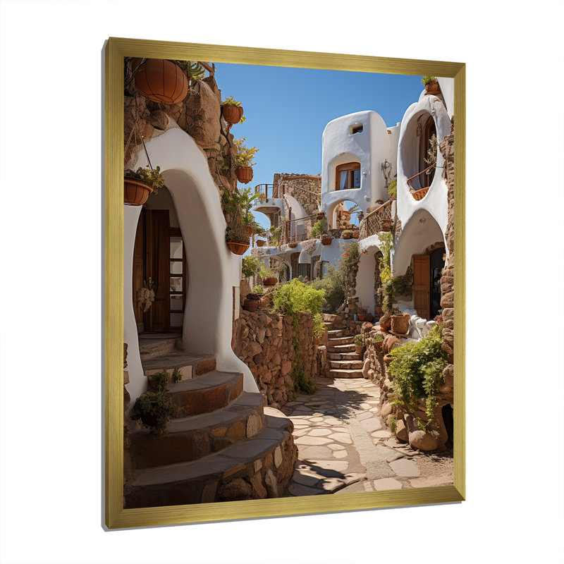 Espagne Espagne Village II - impression, Encadrement doré, H 44 po x l 34 po x P 1,5 po