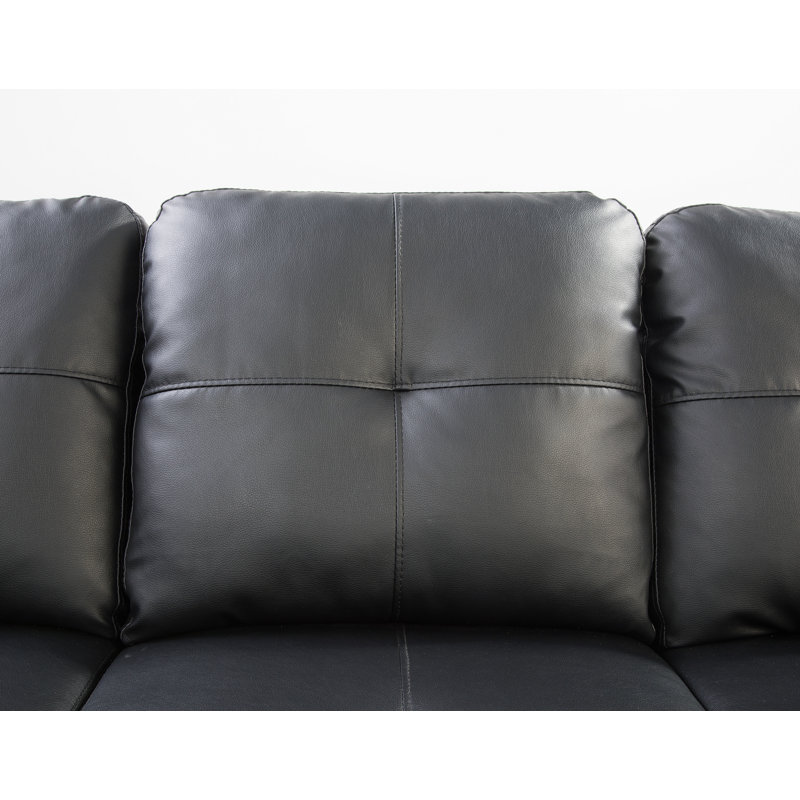 Alger Upholstered L-Shaped Sectional Left Hand Facing, Black Faux Leather
