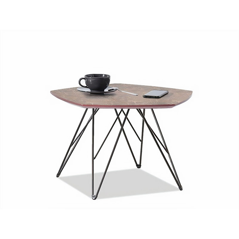 Ceja Four Leg Coffee Table, 39cm H x 57cm W x 56cm D, White, Copper
