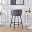 Tabouret d'appoint - hauteur comptoir, ensemble de 2, pieds en métal noir, revêtement en velours pour pub, restaurant, îlot de cuisine (GRIS FONCÉ)