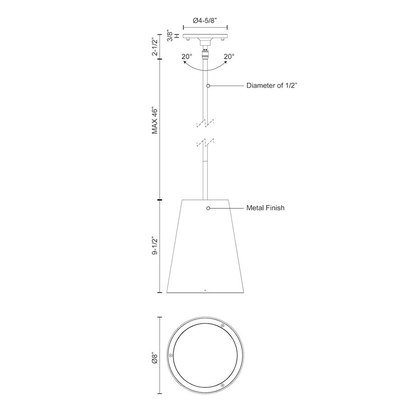 Hartford LED Outdoor Pendant, White, 9.5" H x 8" W x 8" D