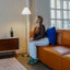 Lampe sur pied en laiton avec abat-jour tambour triangulaire