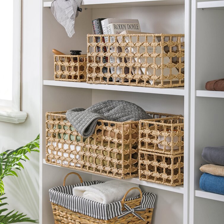 Wicker Storage Basket, Paper Rope Storage Baskets For Organizing