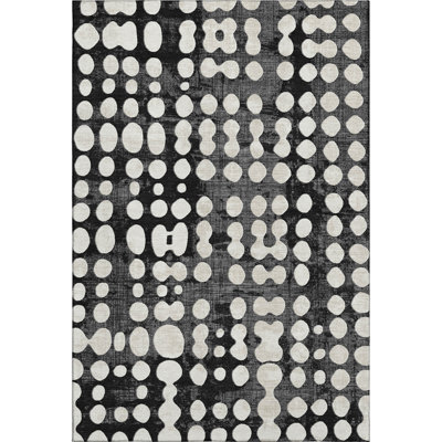 Premium Machine Washable Prisco Black Rug