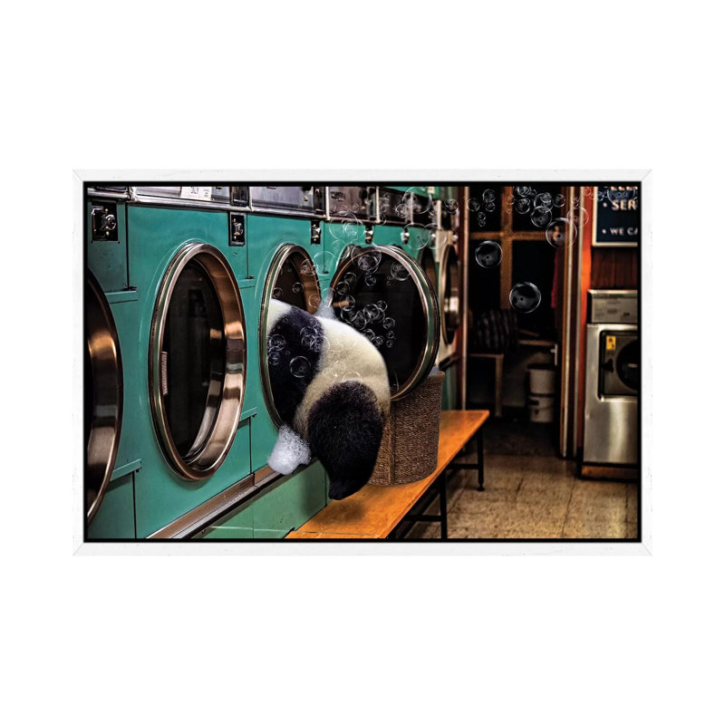 Laundry Day by Karen Cantuq - Print on Canvas, 45.72cm H x 66.04cm W x 3.81cm D, White Framed